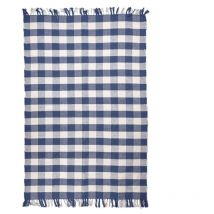 Meubletmoi - Tapis 120 x 180 cm en coton brodé à carreaux bleu et blanc – atlas