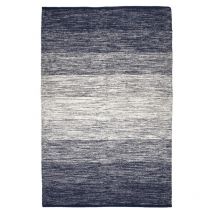 Meubletmoi - Tapis 140 x 200 cm coton brodé avec dégradé de bleu vieilli – saphir