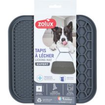 Tapis à lécher m silicone ventouse 21 x 21 cm gris pour chien Zolux