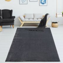 Tapis à poil court 100 x 100 cm - Anthracite - Gris