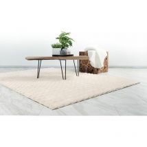 Hellocarpet - Tapis à poils longs doux effet 3D design Beppo Ivoire 80x150