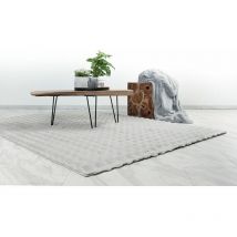 Hellocarpet - Tapis à poils longs doux effet 3D design Beppo Gris argent 200x290