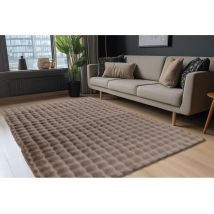 Hellocarpet - Tapis à poils longs doux effet 3D design Beppo Taupe 80x150