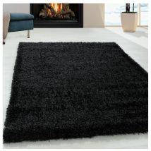Tapis à poils longs doux uni Soda Noir 120x170