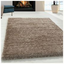 Tapis à poils longs doux uni Soda Taupe 120x170