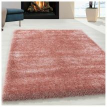 Allotapis - Tapis à poils longs doux uni Soda Rose 240x340