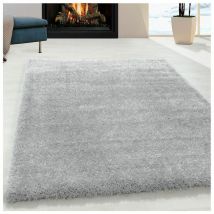Tapis à poils longs doux uni Soda Argenté 80x250