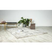 Hellocarpet - Tapis à poils ras moderne rectangle rayé Celia Argenté 120x170