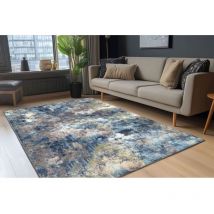 Deladeco - Tapis abstrait bleu moderne rectangle Rilo Bleu 160x230