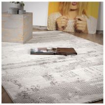 Tapis abstrait crème poils ras design Lucia Crème 120x170