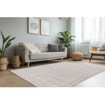 Allotapis - Tapis abstrait effet 3D design argenté Ossa Argenté 200x290