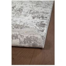Tapis abstrait moderne poils ras avec franges Malone Gris 240x340