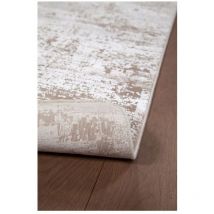 Deladeco - Tapis abstrait moderne poils ras avec franges Malone Beige 160x230