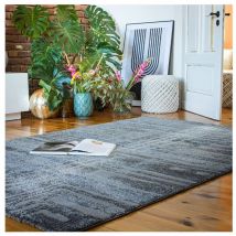 Deladeco - Tapis abstrait moderne poils ras Malin Anthracite 240x330