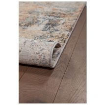 Deladeco - Tapis abstrait moderne rectangle avec franges Lyz Rouille 133x190