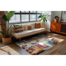 Allotapis - Tapis abstrait multicolore moderne Miro Multicolore ø 133