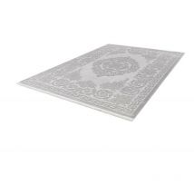 Lalee - Tapis acrylique pour salon baroque avec franges Vendome Argenté 200x290