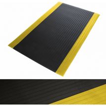 ETM - Tapis ergonomique et comfortable Softer-Work-Mat Ribbed Noir-jaune 60 x 100 cm