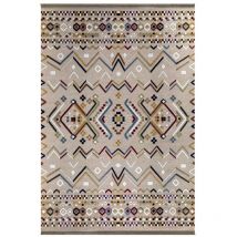 Toscohome - Tapis antidérapant 160x230 cm beige avec décors colorés - Multicolore