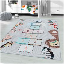 J&kids - Tapis antidérapant chambre bébé et enfant Savage Gris 80x120