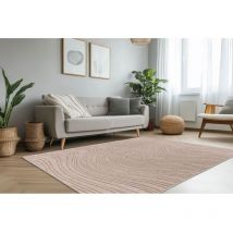 Allotapis - Tapis argenté moderne courbe effet 3D Baudouin Beige 200x290