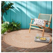 Allotapis - Tapis aspect naturel rond intérieur et extérieur Jutta Beige ø 200