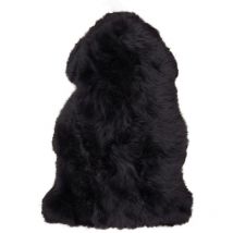 Epikasa - Tapis de Salon Asymétrique Lambskin, Peau d'Agneau Authentique, Noir, 85x50x5 cm