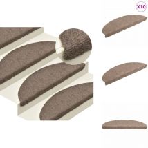 Tapis autoadhésifs de marches 10 pcs Crème 65x21x4cm Aiguilleté - Tapis D'escalier - Tapis Marche - Tapis Antidérapant - Protection Escalier