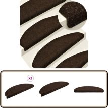 Tapis autoadhésifs de marches 5 pcs Marron 65x21x4cm Aiguilleté - Tapis D'escalier - Tapis Marche - Tapis Antidérapant - Protection Escalier