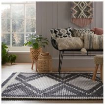 Tapis avec franges berbère ethnique Zaid Monochrome 160x230