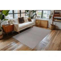 Allotapis - Tapis avec franges moderne uni Jalna Argenté 200x290