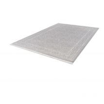 Tapis baroque en acrylique pour salon avec franges Vendome Argenté 80x300