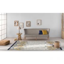 Vivabita - Tapis baroque en coton gris plat intérieur Indira Gris 140x200