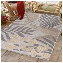 Allotapis - Tapis beige floral plat intérieur et extérieur Jumia Beige 80x150