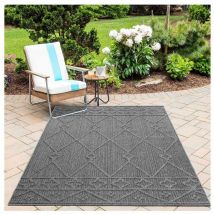 Allotapis - Tapis berbère intérieur et extérieur ethnique Cleo Gris 80x250