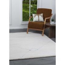 Toutapis - Tapis berbère doux crème et noir à poils longs 160x230