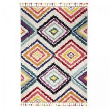 Unamourdetapis - Tapis berbère motifs ethno-chic 200x290 rouge et bleu dorotea