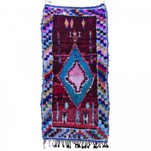 Dezenco - Authentique tapis berbère 120x230 bleu et rouge fait main ksabi