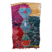 Unamourdetapis - Authentique tapis berbère 135x225 jaune et rouge boucharouette an