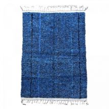 Dezenco - Authentique tapis berbère 200x280 bleu fait main en laine zaoutet