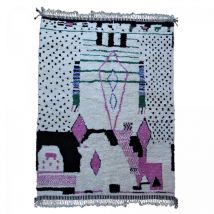 Unamourdetapis - Authentique tapis berbère 260x355 crème et rose beni ouarain dc