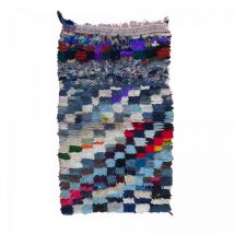 Dezenco - Authentique tapis berbère 90x150 bleu et rose fait main zaouit