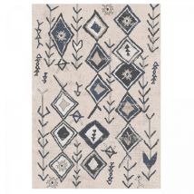 Unamourdetapis - Tapis berbère motifs ethno-chic 120x160 beige et noir elam