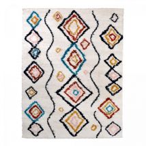 Jadorel - Tapis berbère motifs ethno-chic 80x150 crème et rouge efal-d