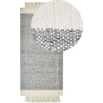 Beliani - Tapis Gris et Blanc Cassé en Laine 80 x 150 cm avec Franges Fait Main Doux Tatlisu