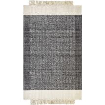 Beliani - Tapis Blanc Cassé et Noir en Laine 140 x 200 cm avec Franges Fait Main Doux Atlanti