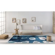 Naf Naf - Tapis bleu abstrait design plat Fregi Bleu 160x230