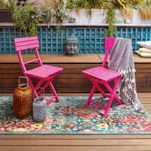 Thedecofactory - brocante - Tapis pour intérieur-extérieur losanges rouge-bleu 80x200