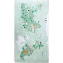 Tapis Carte du Monde Vert 80x150cm – Qualité supérieure pour Maison, Appartement, Bureau – Style élégant et durable – Confort optimal, facile à