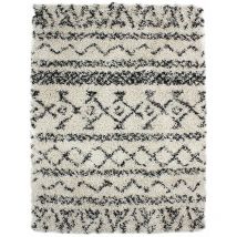 Thedecofactory - tribal chic - Tapis à poils longs motifs ethniques écru 133x190